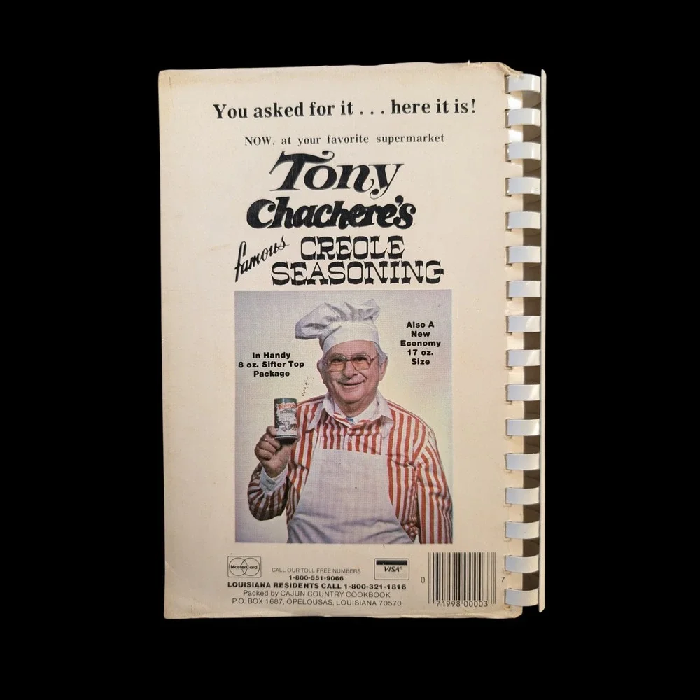 Tony Chachere's Cajun Country Cookbook Seafood Wild Game 1983 Revised Edition